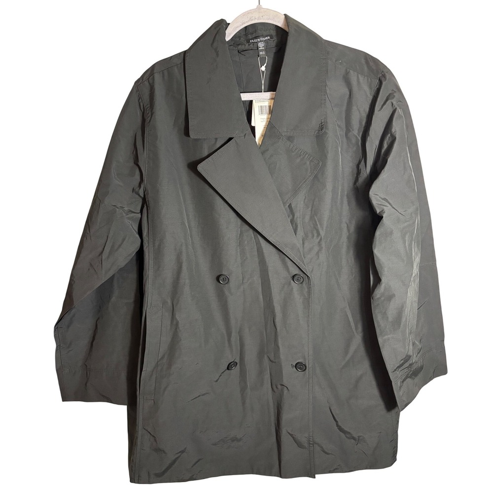 NWT Eileen Fisher Black Short Trench Coat Size 1X Retails $278